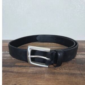 Bosca Vintage Black Leather Men's Belt with Silver Buckle Size 34